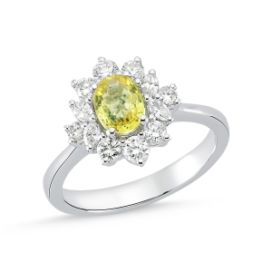 Oval Cut Yellow Sapphire and Diamond Ring