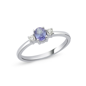 Diamond and Oval Tanzanite Ring