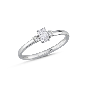 Emerald ve Yuvarlak Pırlanta Taşlı Yüzük